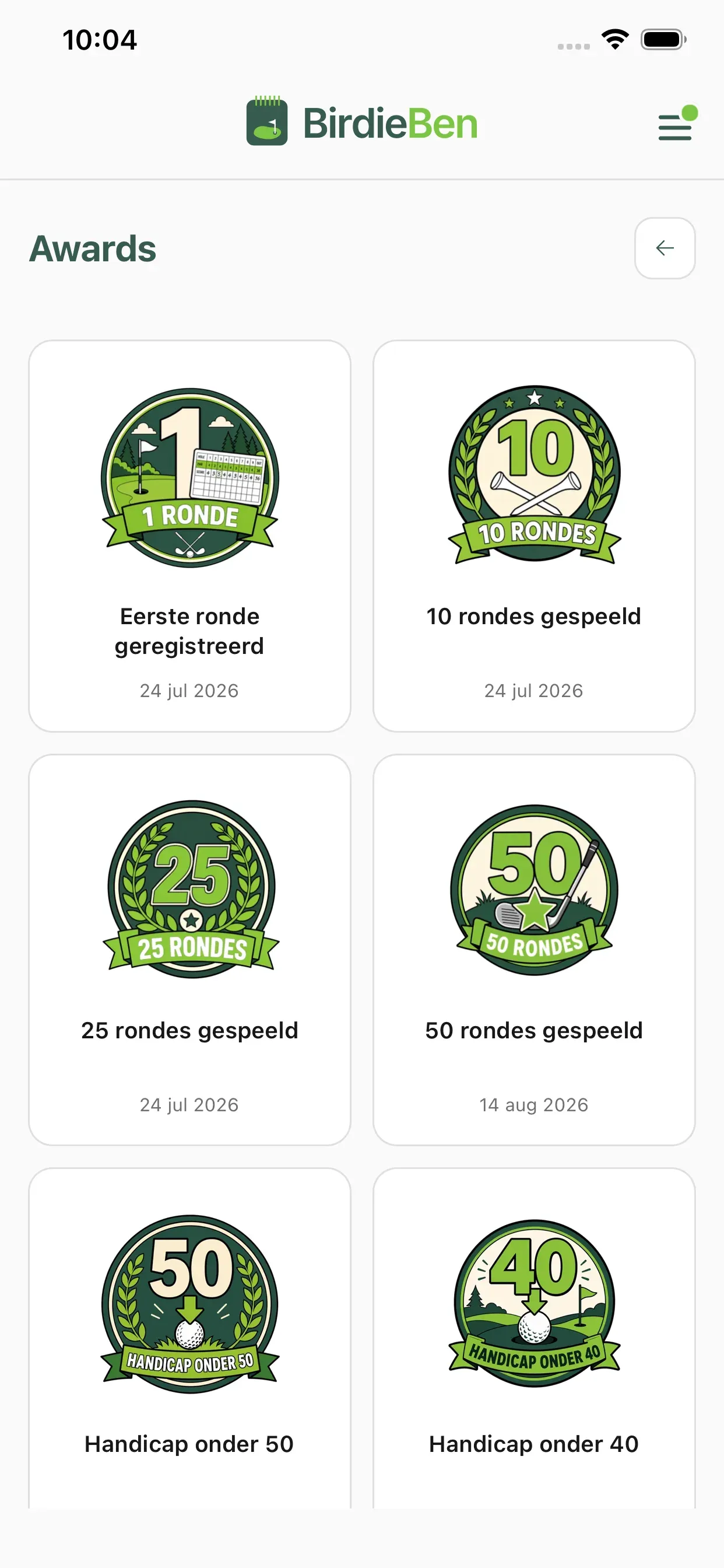 Awards screen