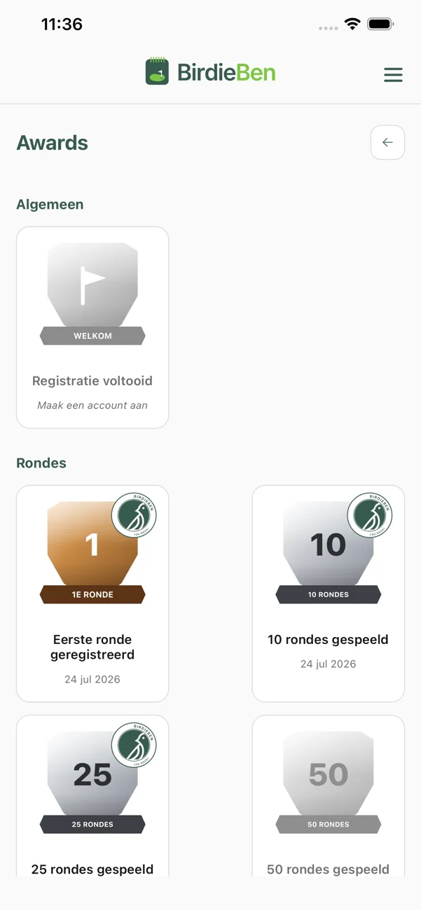 Awards screen